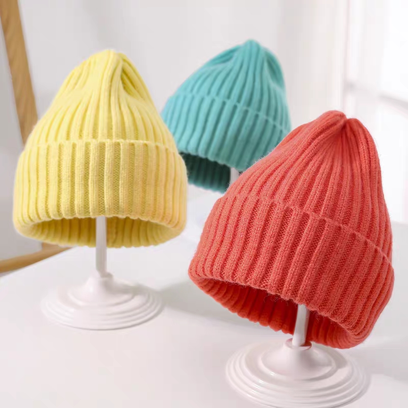 Korean version of children's knitted hat Spring and autumn candy color baby children boys and girls baby wool autumn and winter trend thumbnail