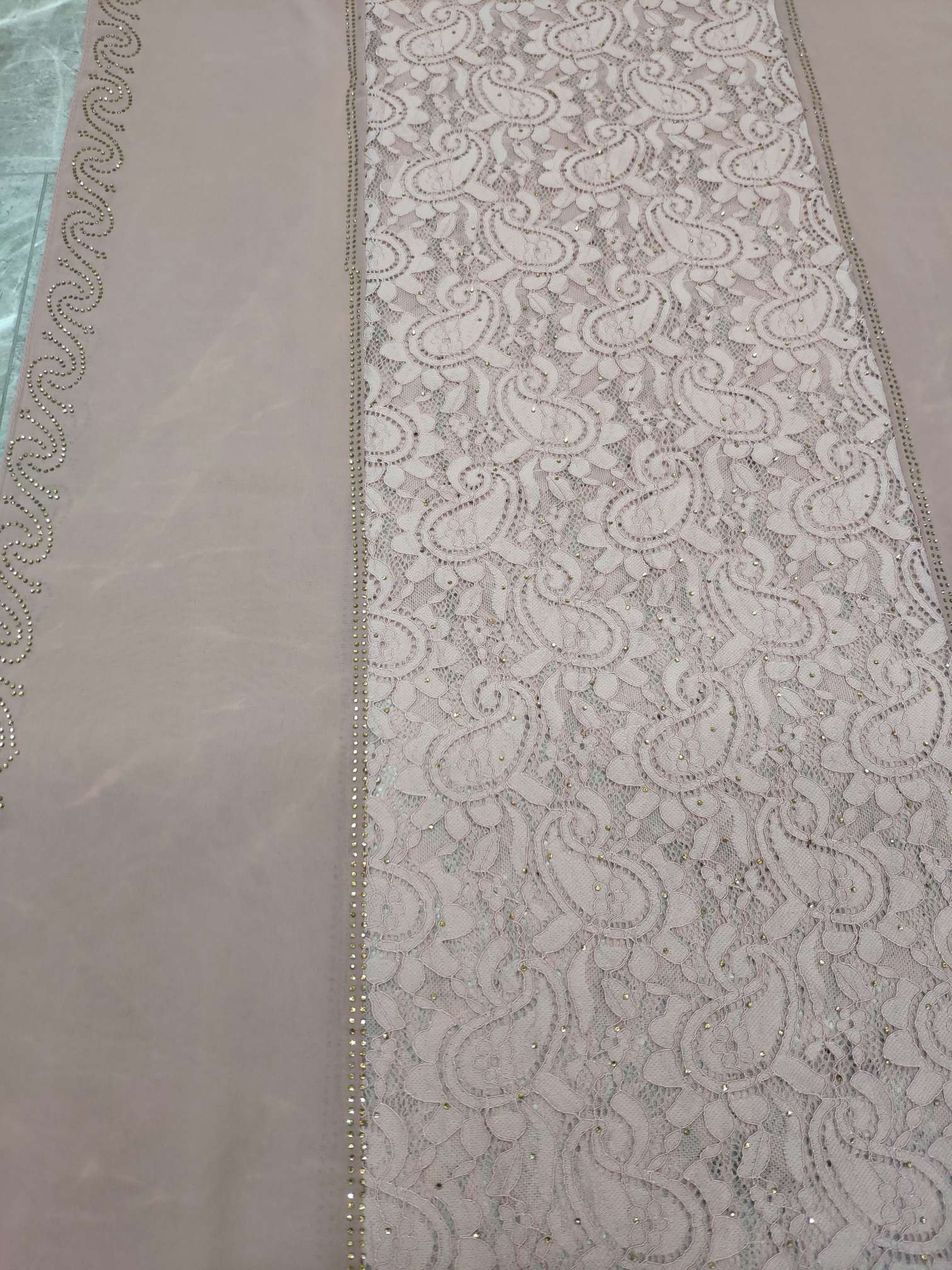 Chiffon lace rhinestone long scarf 3 Specification image