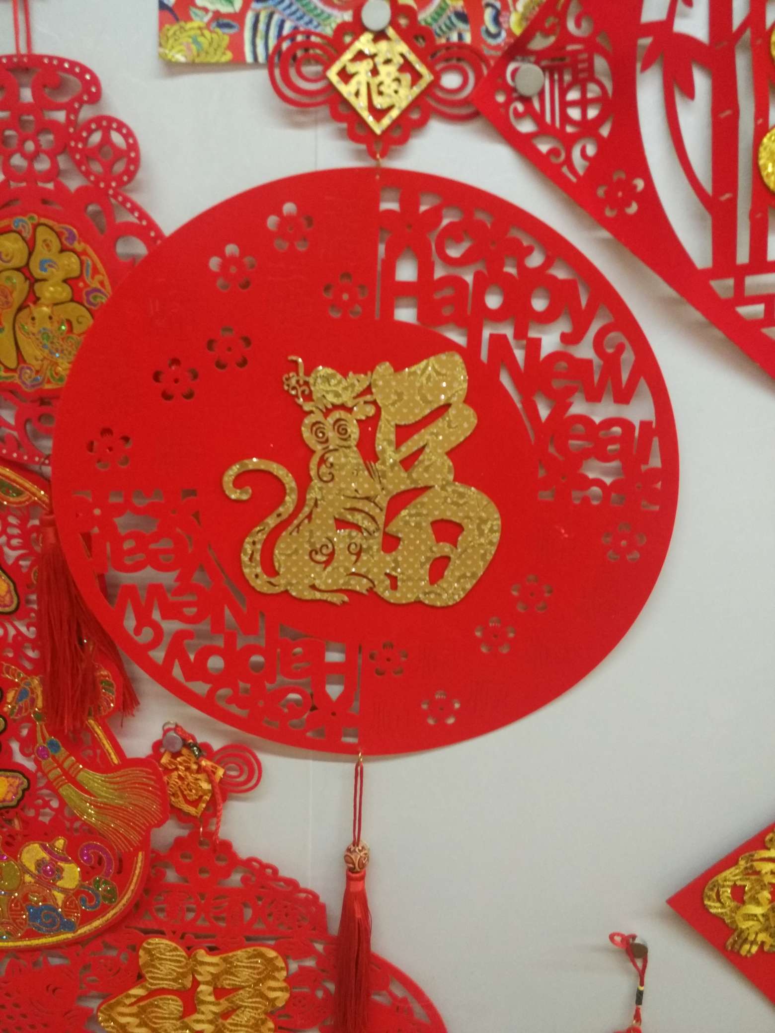 Velvet hollowed-out pendant for Spring Festival decoration and festival supplies, "Fu" character 03