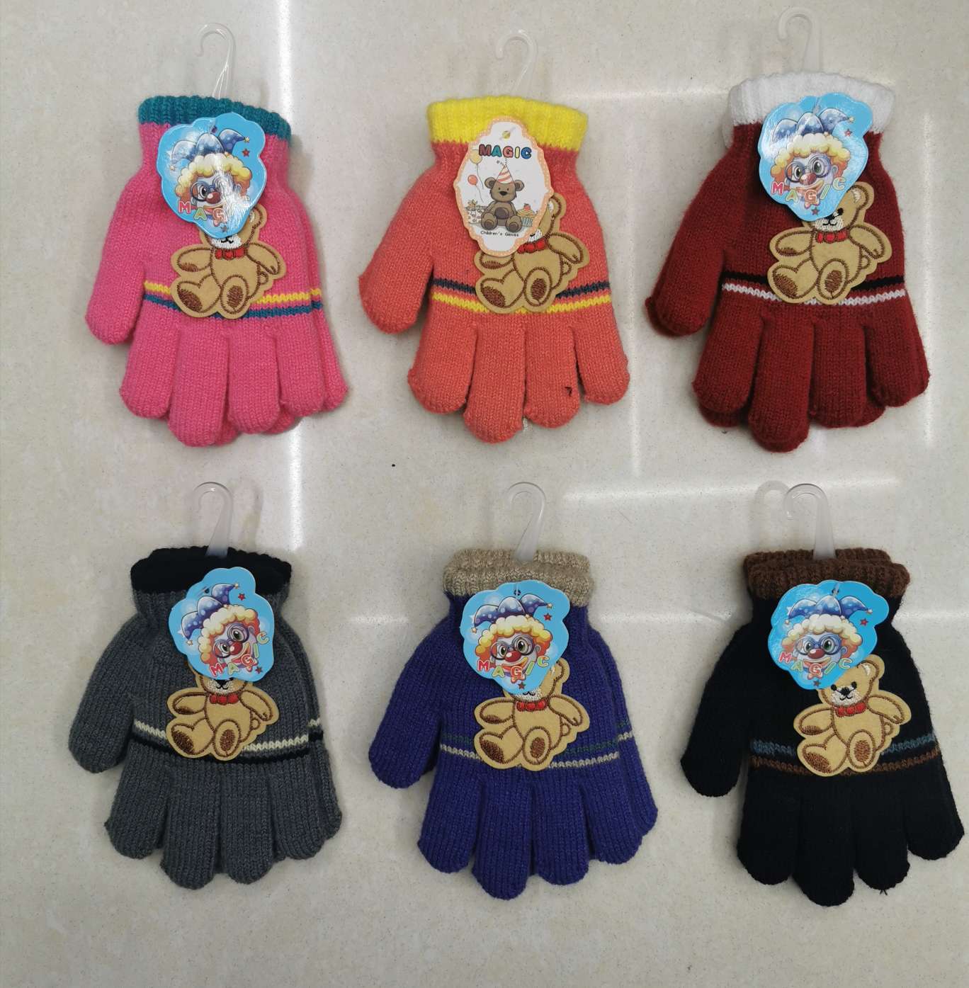 Three - color children's imitation cashmere paste cloth bear cartoon all finger thumbnail