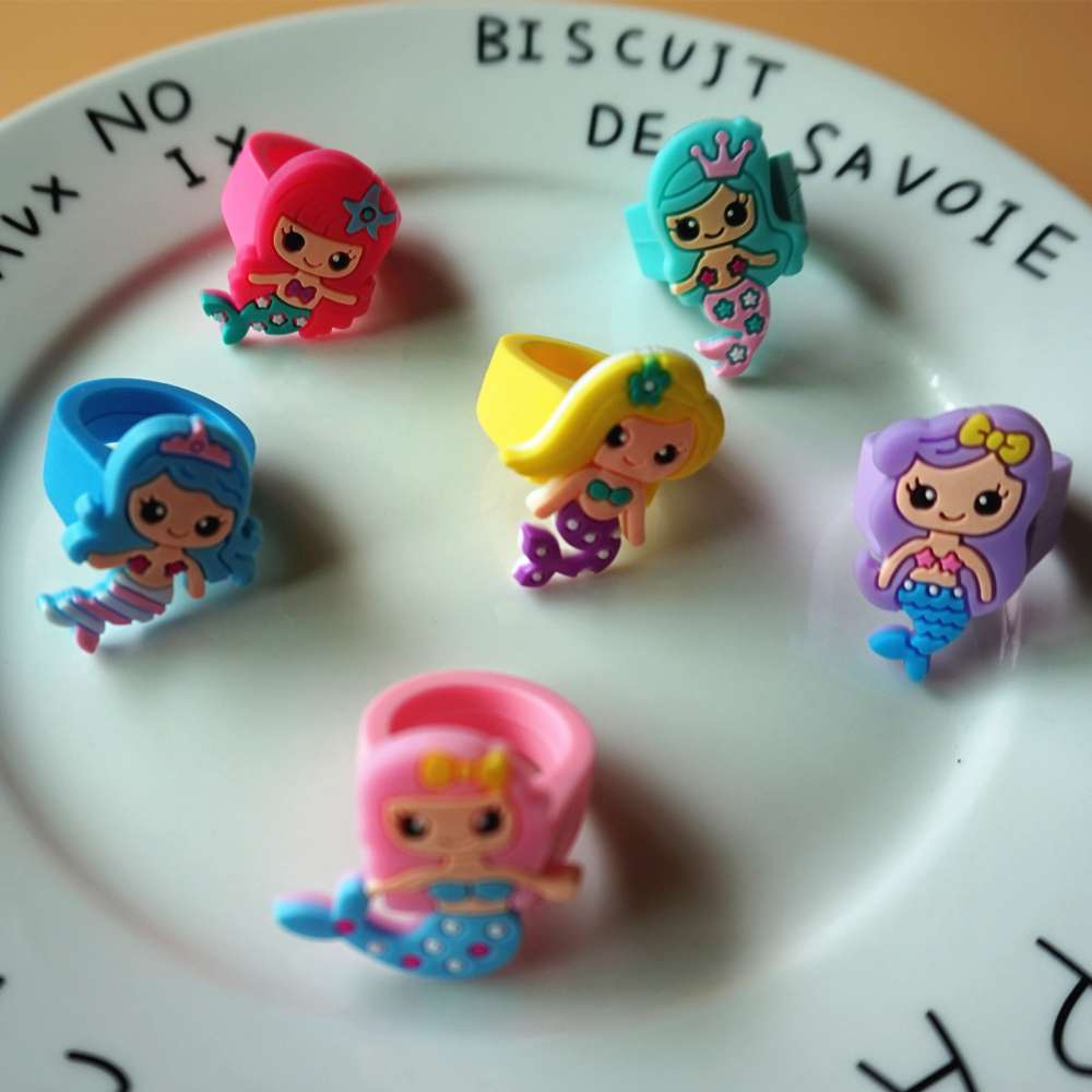 Mermaid cartoon PVC soft glue ring children's ring thumbnail