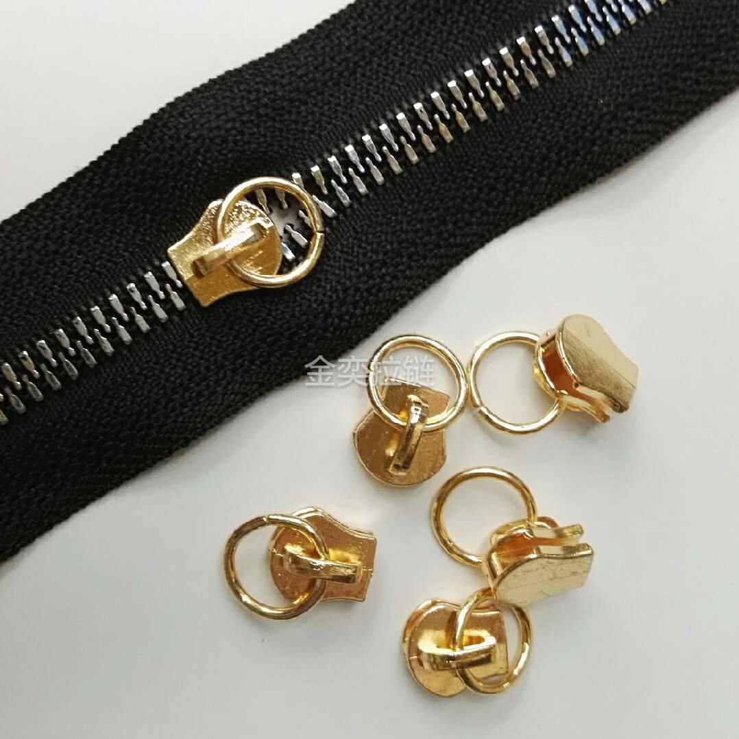 5# Resin imitation metal hanging light gold 1CM circle zipper head box bag general home textile thumbnail