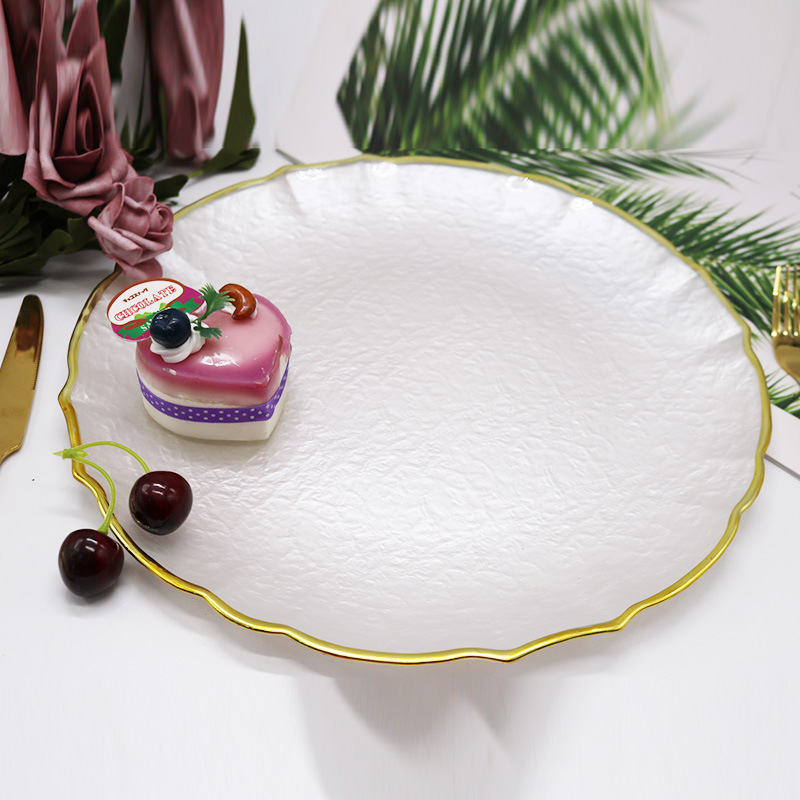 玻璃餐盘 婚庆主盘个性装饰品客厅装饰开业软装家居奢华时尚创意家居装饰品炫彩0008