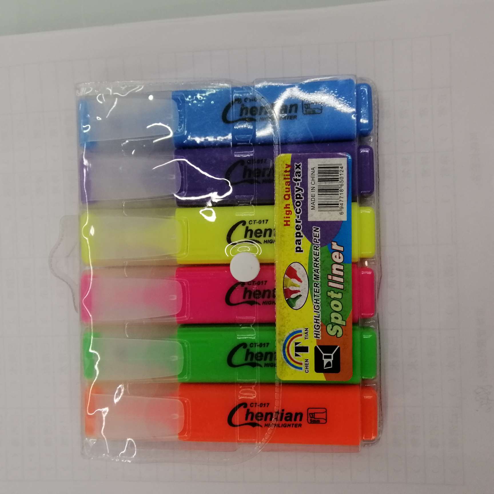 6 highlighters in P V bags full figure