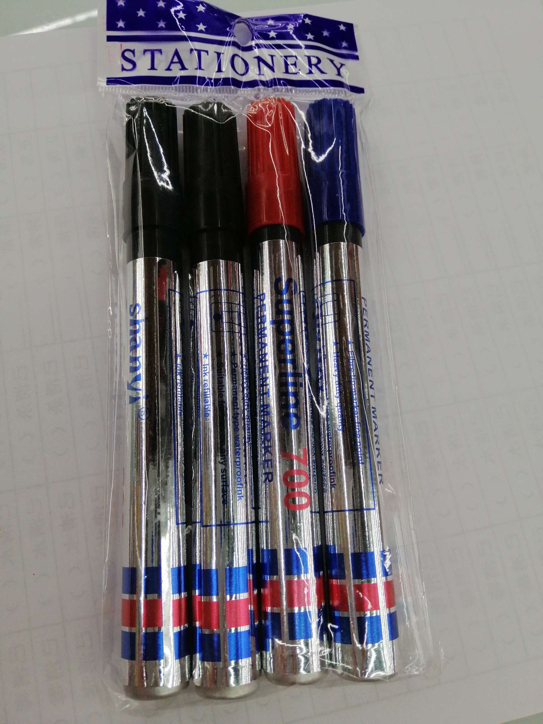 Yiwu Hanjia Stationery 700 Marker pens, 4 pieces, P∨ bag packaging, three colors full figure