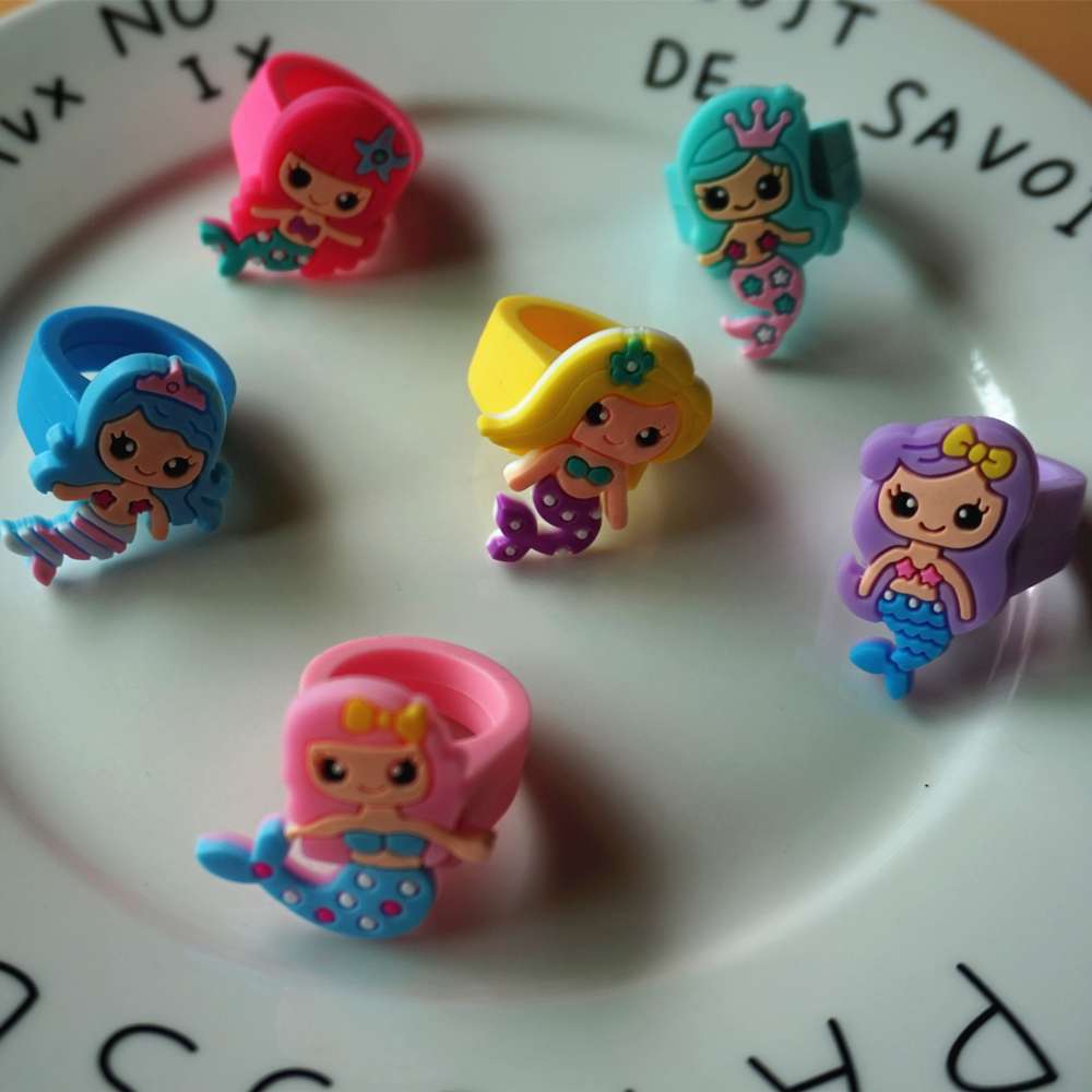 Mermaid cartoon PVC soft rubber ring for children details Picture
