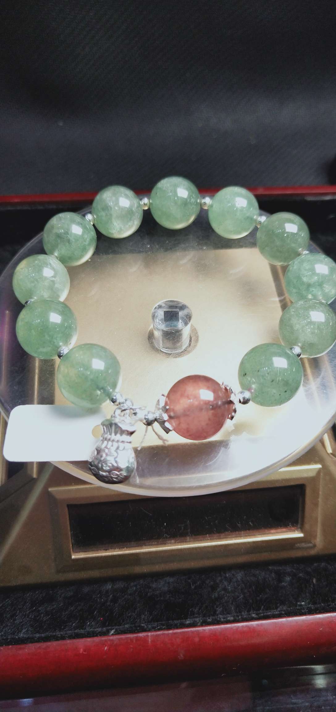 Green strawberry crystal bracelet