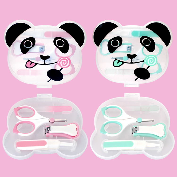 Panda Baby Care 4-Piece Baby Nail Clipper Set Baby Nail Clipper Knife Sharpener Cute Cartoon Version Specification drawing