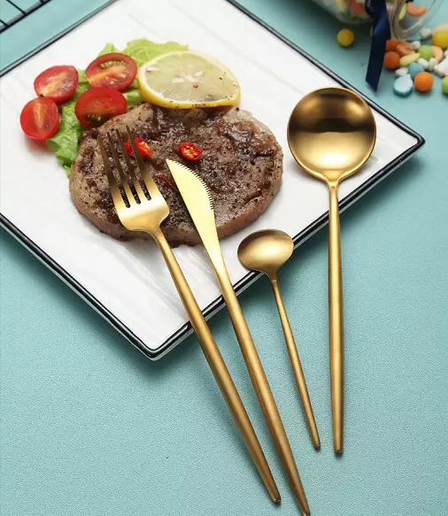 Web celebrity knife and fork series gloss titanium main forks