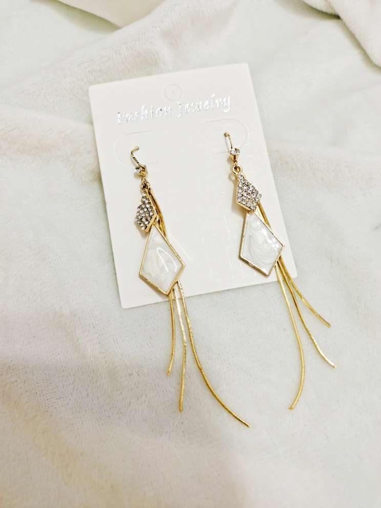 2020 new Korean version retro elegant long temperament diamond-shaped zircon tassel earrings popular trend earrings earrings drop women thumbnail