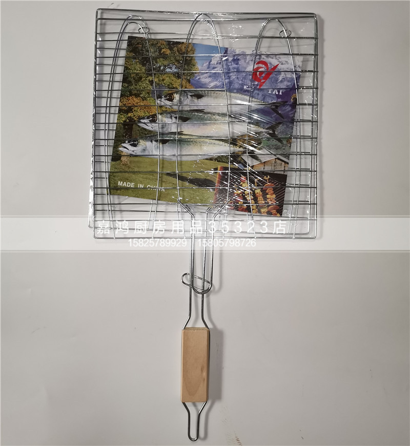 Galvanized Flat Handle Three Fish Barbecue Clip 6324 details Picture