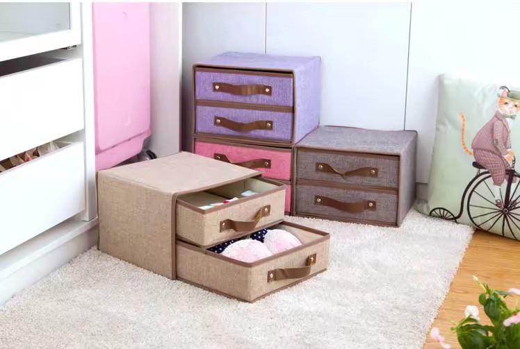 抽屉收纳盒 布艺收纳盒 化妆品收纳盒产品图