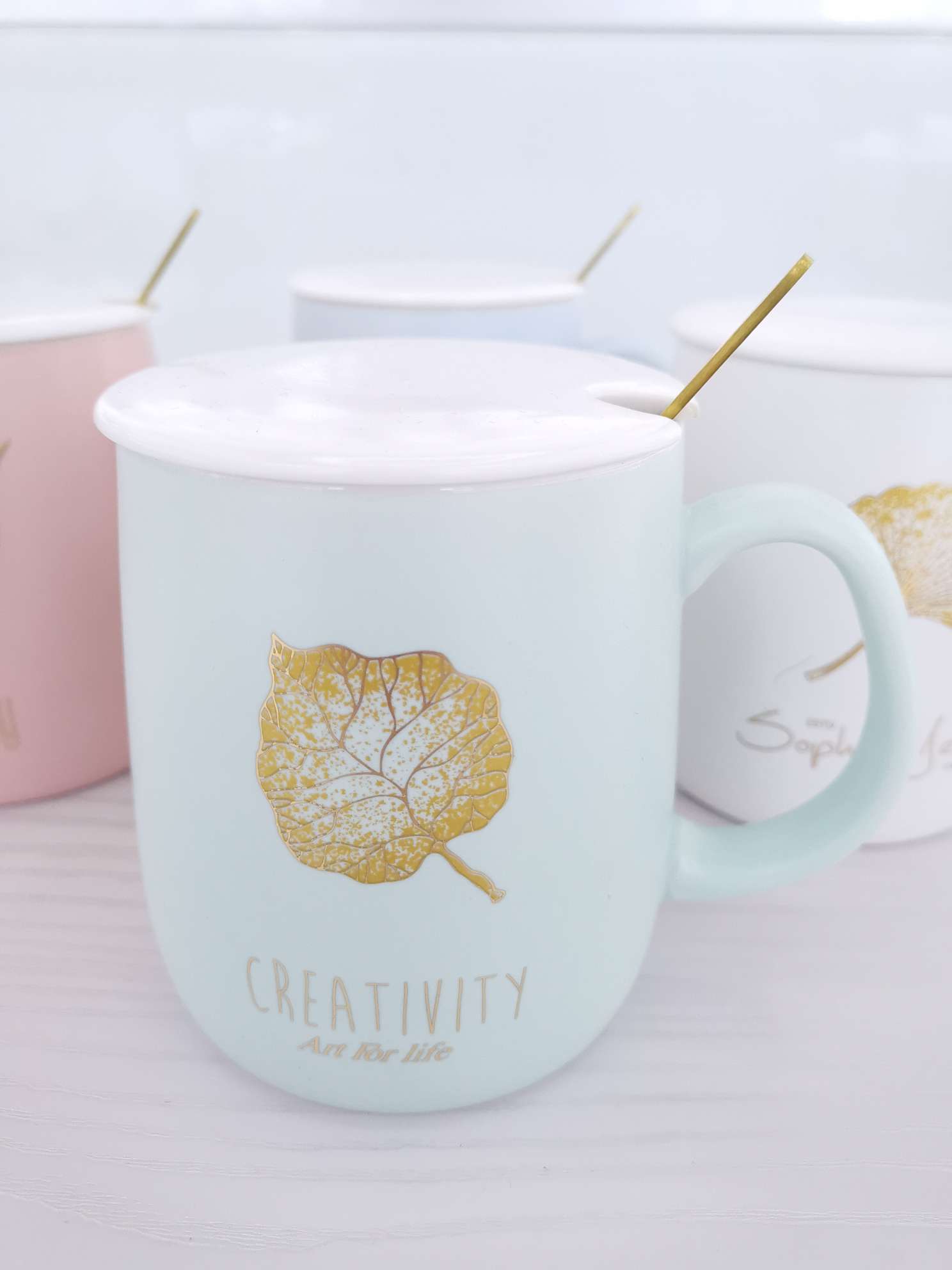 Matte gold leaf glazed ceramic cups, coffee cups, water cups undefined