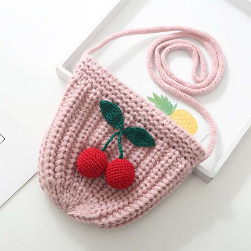 毛线儿童包包樱桃细节图