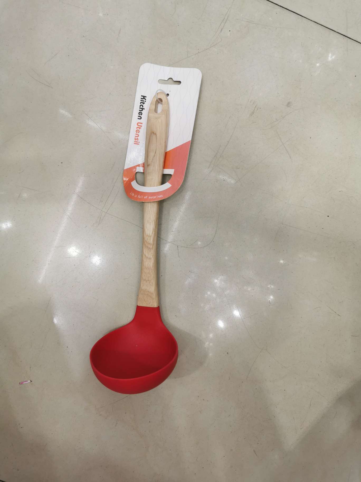 Silicone spoon with wooden handle thumbnail