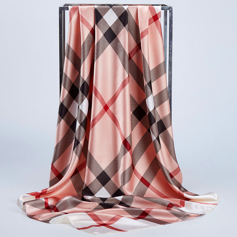 90*90 Silk Scarf Women's Silk Imitation Silk Large Square Scarf Four Seasons Available Shawl Scarf undefined