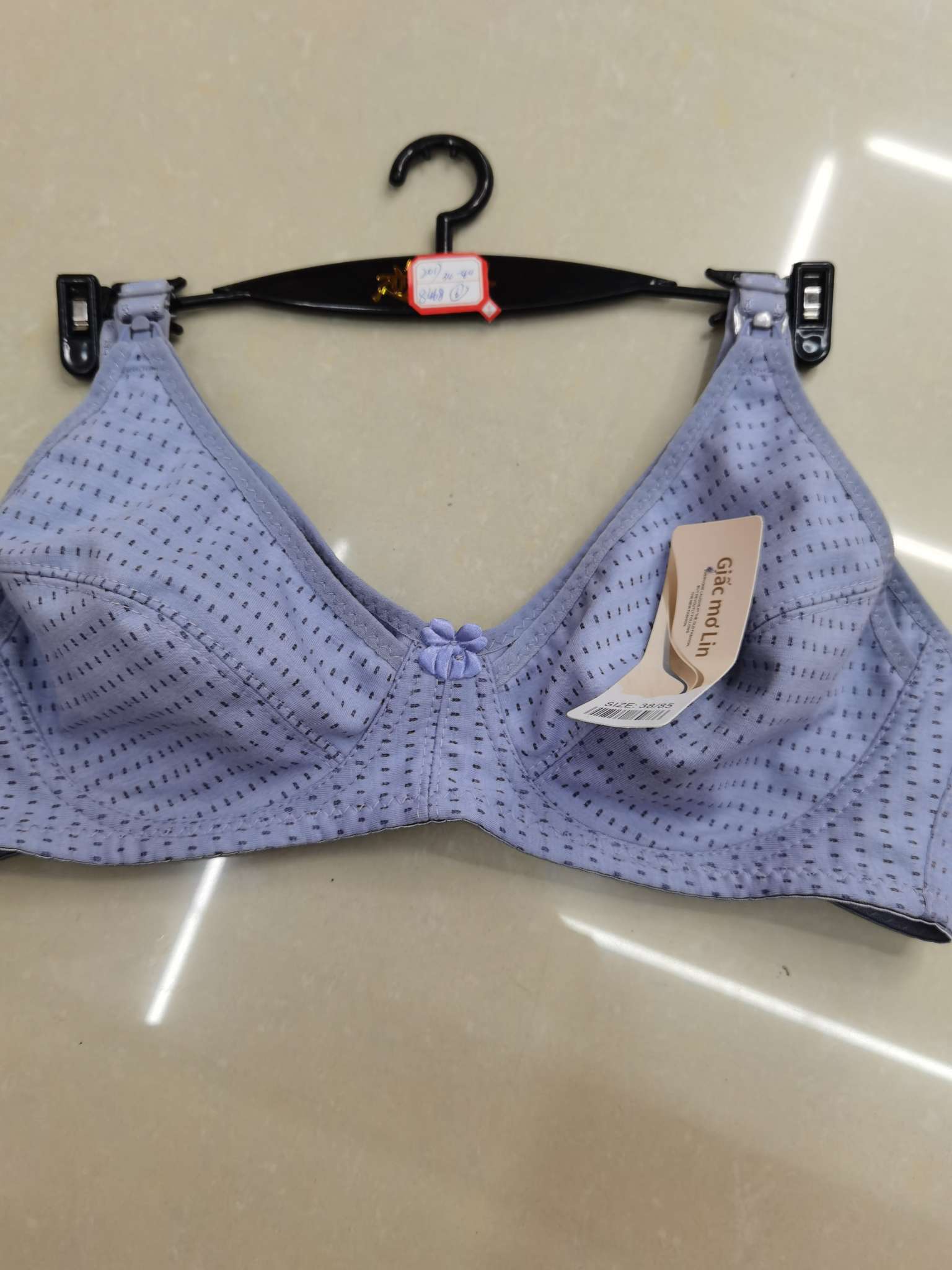 Thin cotton mesh lacing bra thumbnail