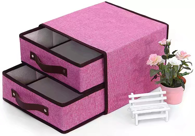 抽屉收纳盒 布艺收纳盒 化妆品收纳盒白底实物图