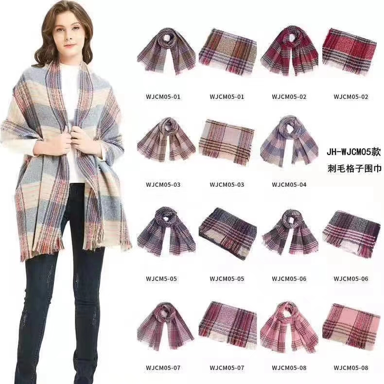 Pin-Striped Plaid Scarf