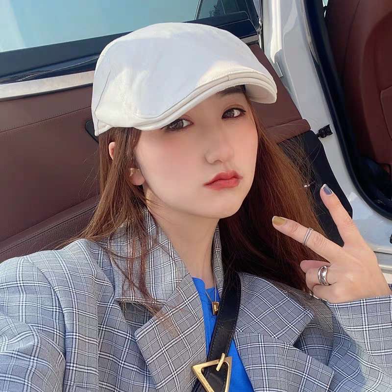 Hat Women Korean Version Of All The Fashionable Japanese Retro Front Hat Women British Short Eaves Spring Summer Thin Street Beret Specification drawing