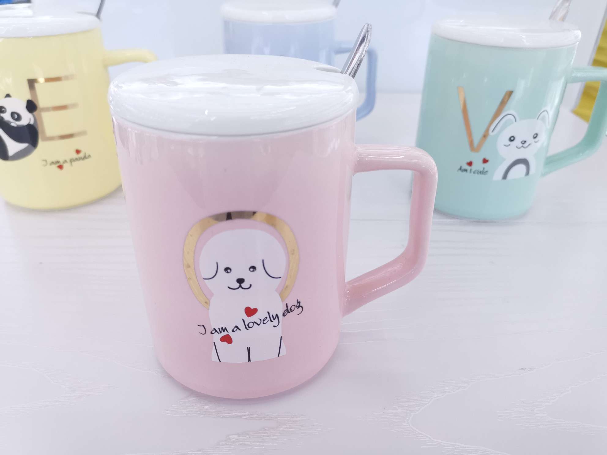 卡通英文LOVE咖啡杯带盖勺详情图7