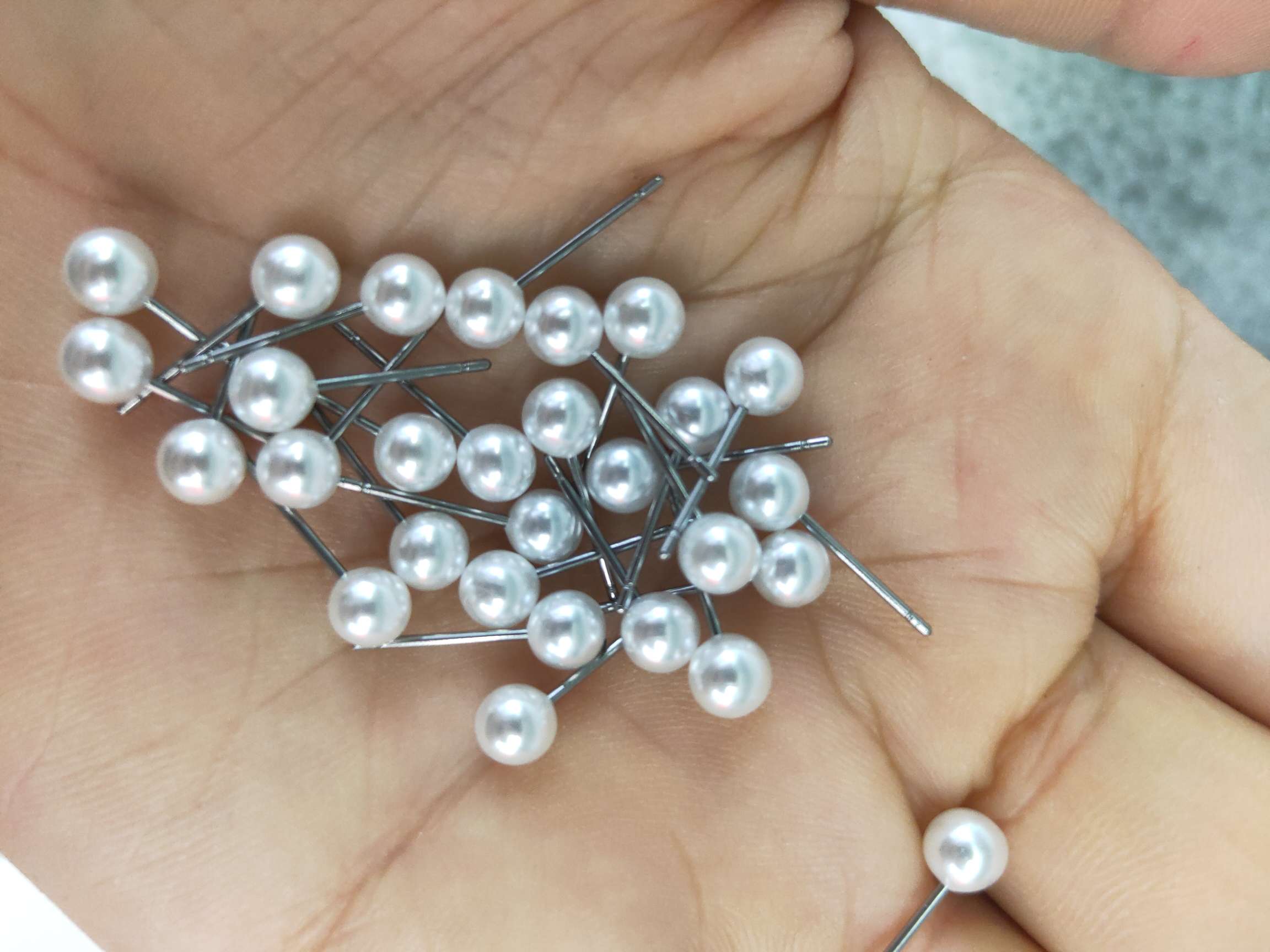 6号钢针珍珠耳钉耳饰