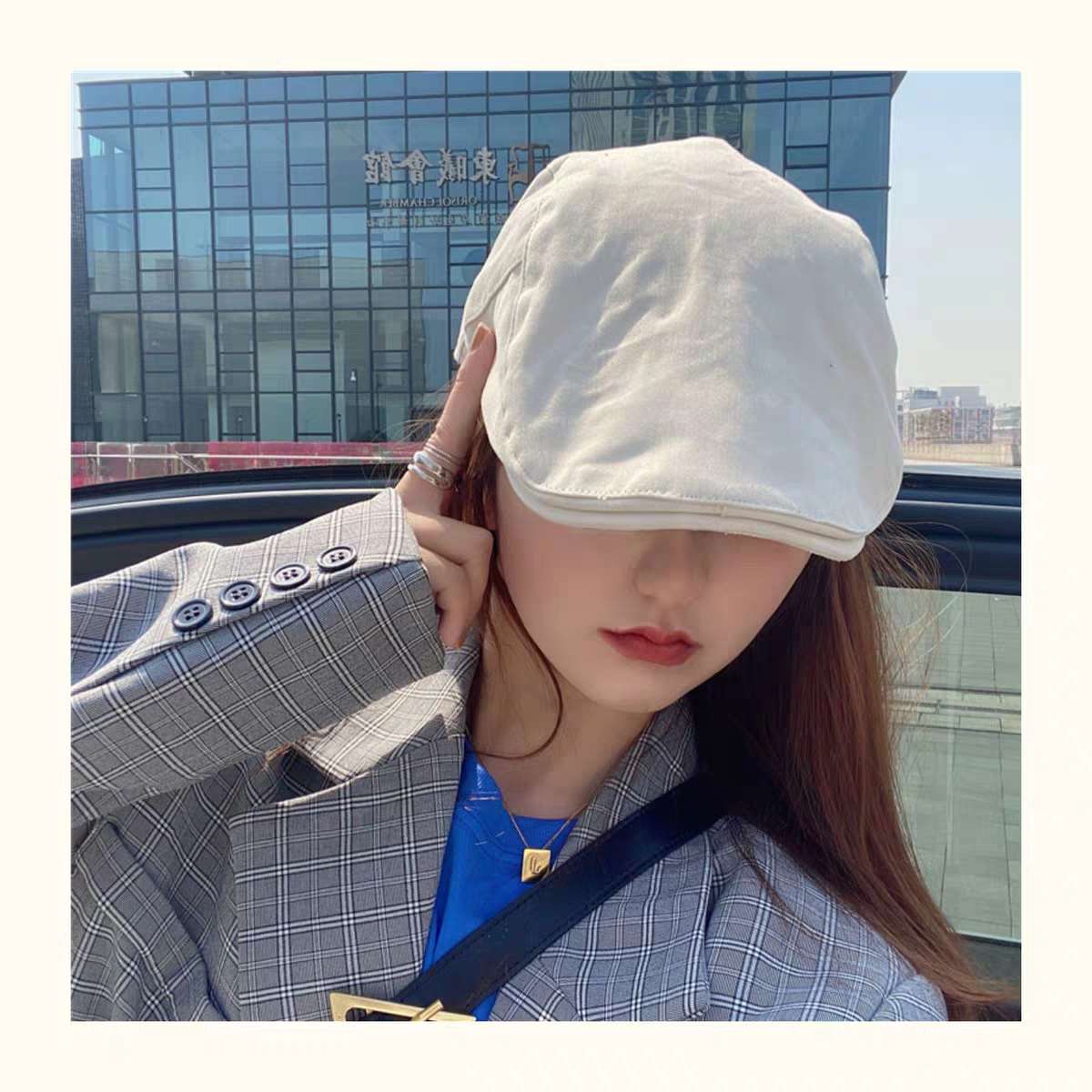 Hat Women Korean Version Of All The Fashionable Japanese Retro Front Hat Women British Short Eaves Spring Summer Thin Street Beret undefined