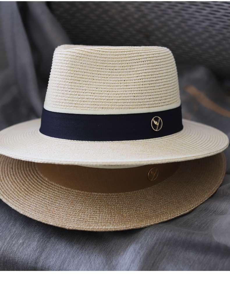Tochino hand-woven Panama straw hats for men and women, spring and summer sun protection hats, off-white top hats for men details Picture