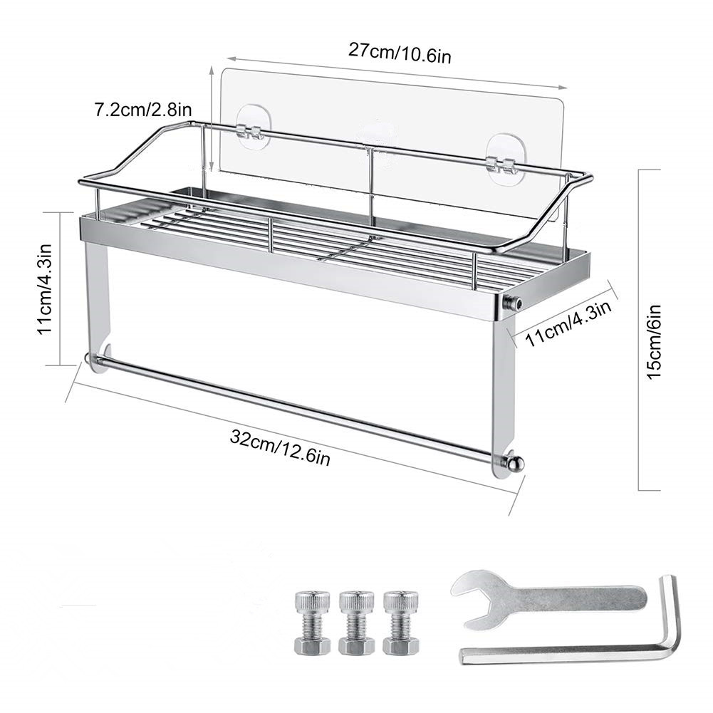 Factory Direct Sales Perforation-Free Kitchen Bathroom Adhesive Stainless Steel Multi-Functional Storage Shelf Traceless Storage Shelf details Picture