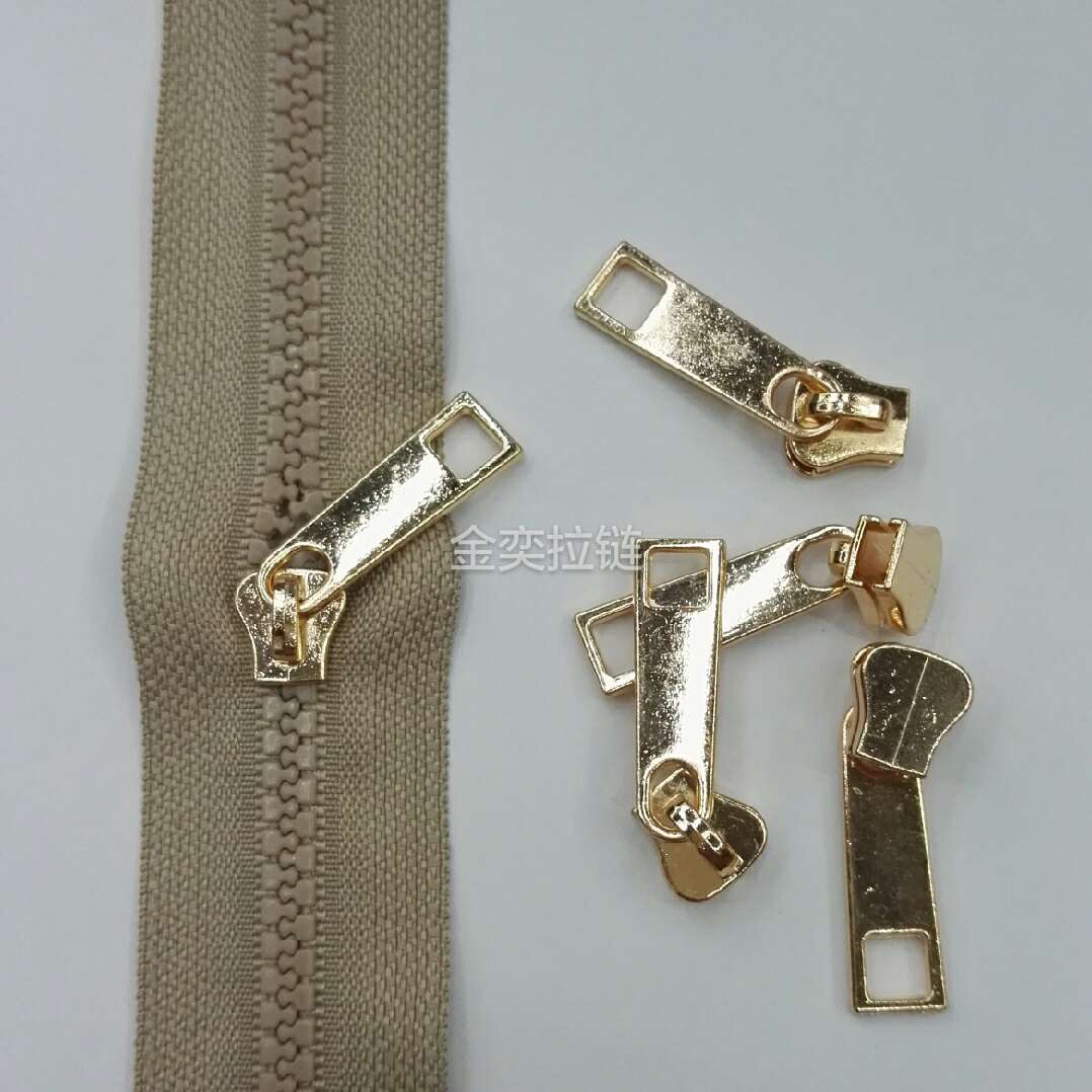 5# resin zipper hanging in shallow gold with square hole zipper head box and bag general home textile thumbnail