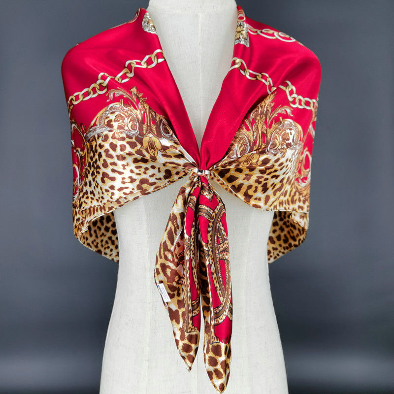 90*90 Silk Scarf Women's Silk Imitation Silk Large Square Scarf Four Seasons Available Shawl Scarf undefined