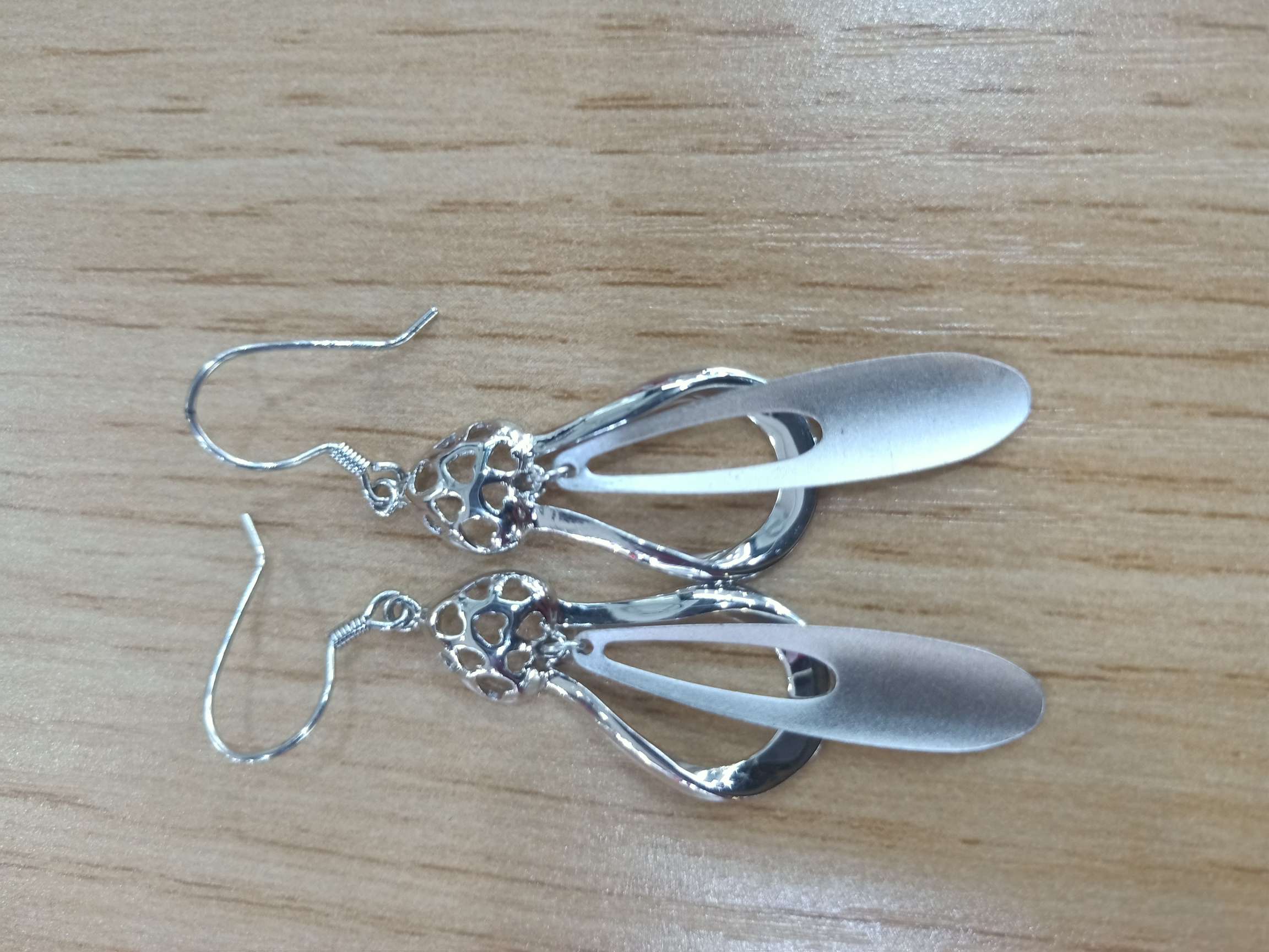 创意磨砂抛光925纯银耳环