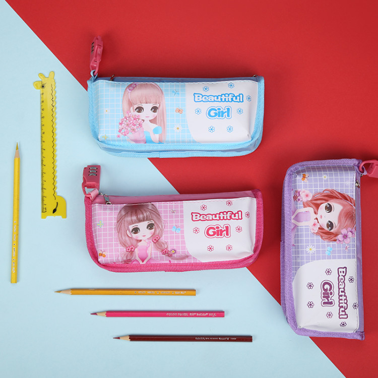 Factory direct selling cartoon cute girl pencil-box children learning stationery storage bag pen bag thumbnail
