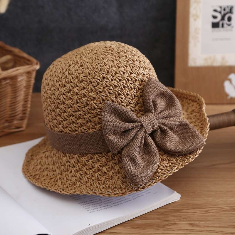 Summer hat girl, fresh and light sun hat, straw hat with a small brim, fisherman's hat, simple bow, Japanese style, versatile sun hat details Picture
