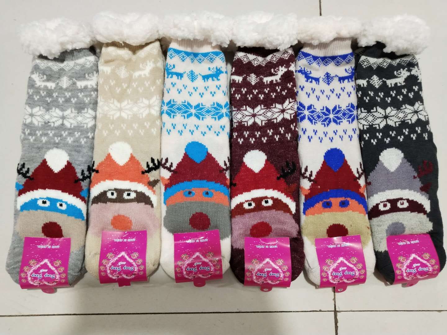 针织保暖脚袜子地板袜月子袜空调袜麋鹿图案