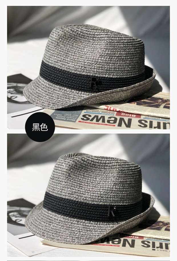 New large-headed men's hat for vacation and travel, British jazz straw hat for sun protection and styling, fashionable and trendy top hat details Picture