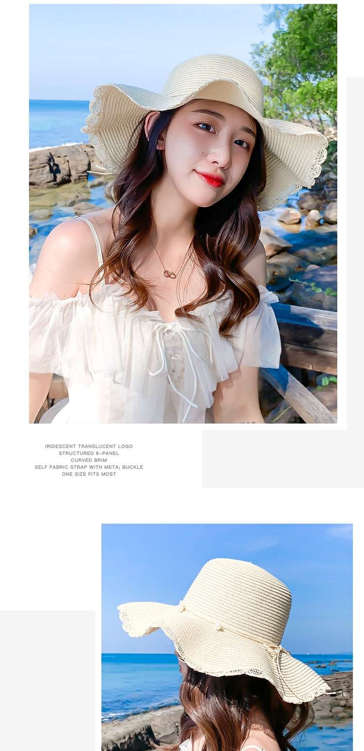 帽子女夏天沙滩帽韩版百搭可折叠草帽户外出游产品图