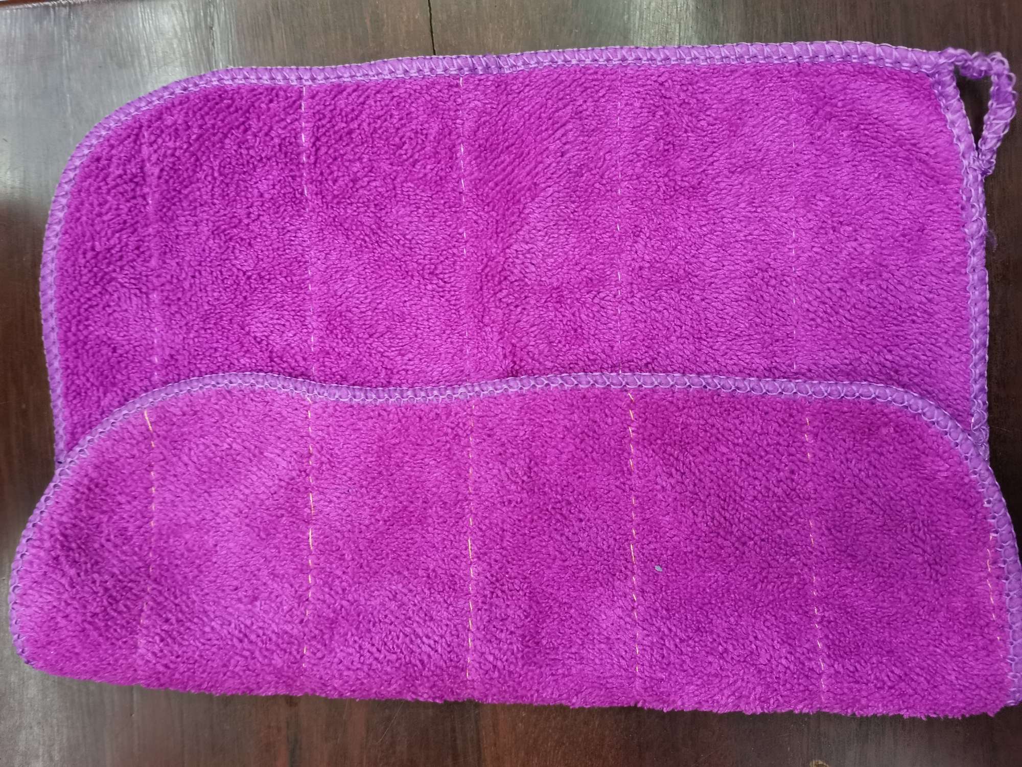 JLZ-203 Jielili Bamboo cleaning towel absorbs water and does not shed fibers. Special home cleaning cloth for cleaning, 摖 floor 摖 car towel, 30*30, rounded corners, thin lanyard design, purple, customizable details Picture