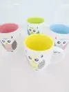Cute owl-colored glazed ceramic cups, coffee cups, water cups details Picture