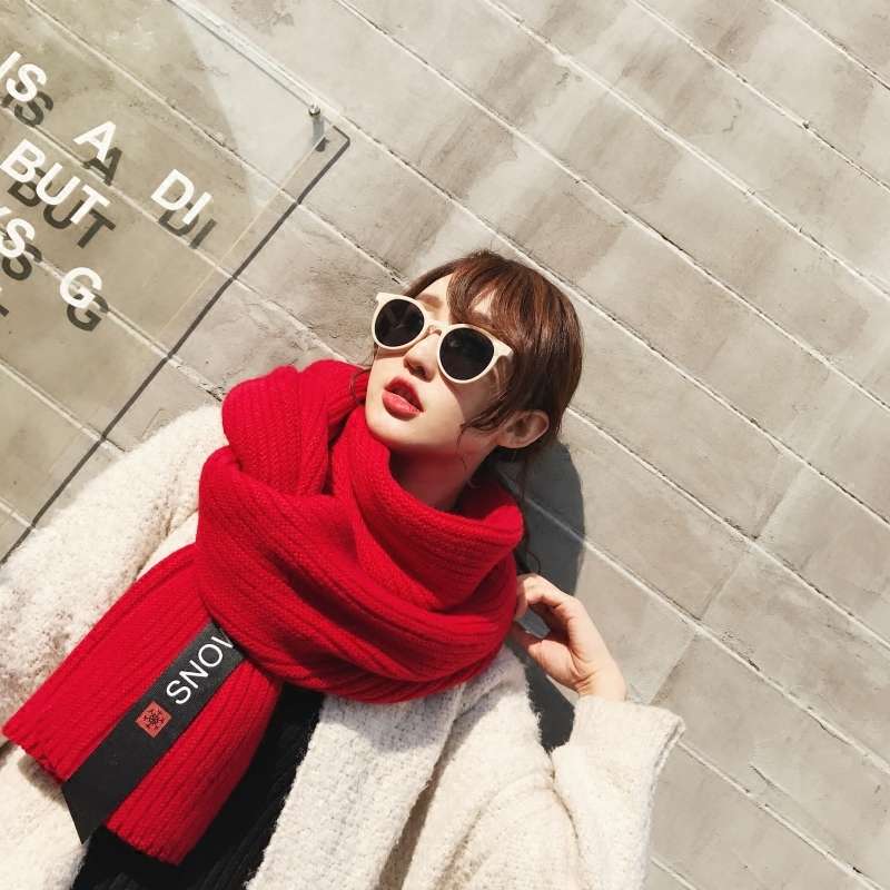 Red Ins Network Red Korean Version Korean Version Of Lady Scarves Warm Thick Super Cute Temperament Scarf All Casual Trend Fashion Women