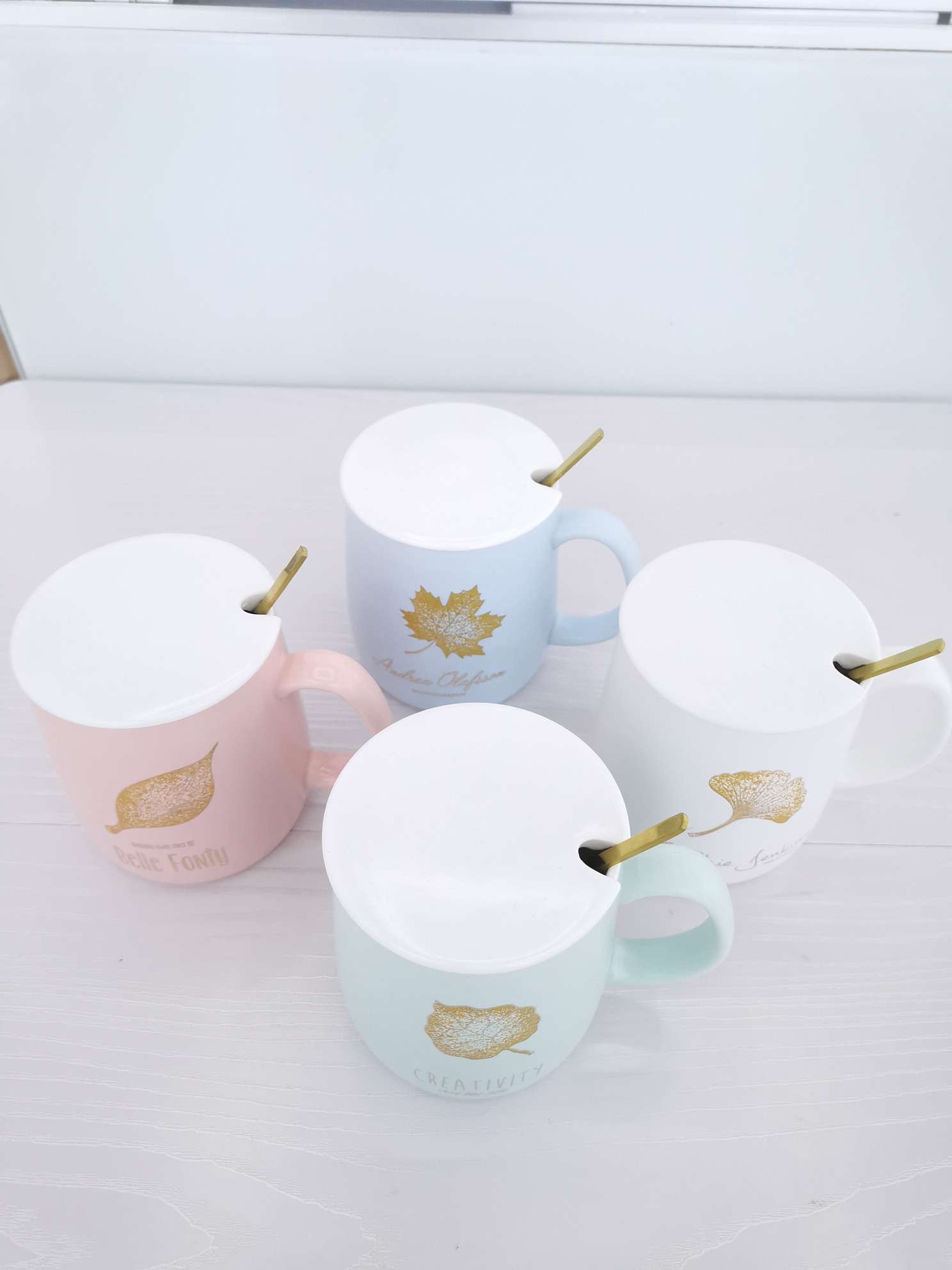 Matte gold leaf glazed ceramic cups, coffee cups, water cups undefined