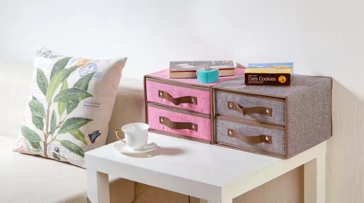 抽屉收纳盒 布艺收纳盒 化妆品收纳盒细节图