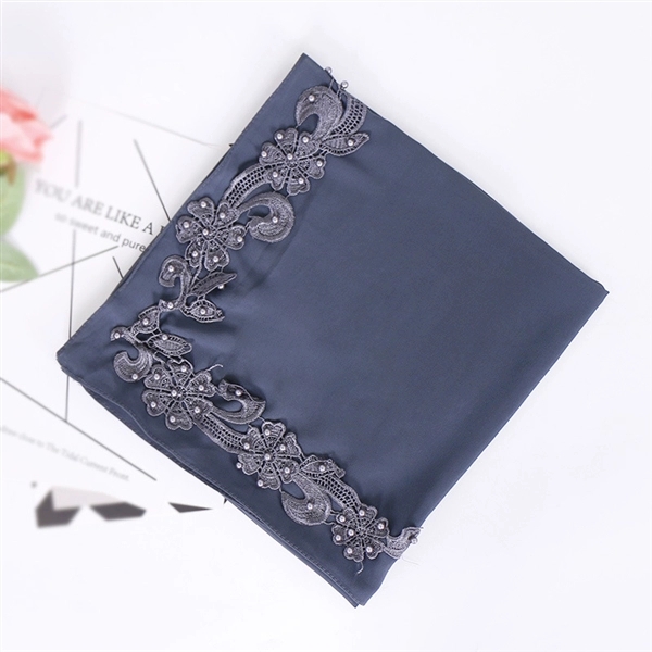 穆斯林包头巾回族珍珠雪纺对花订珍珠大方巾 长巾