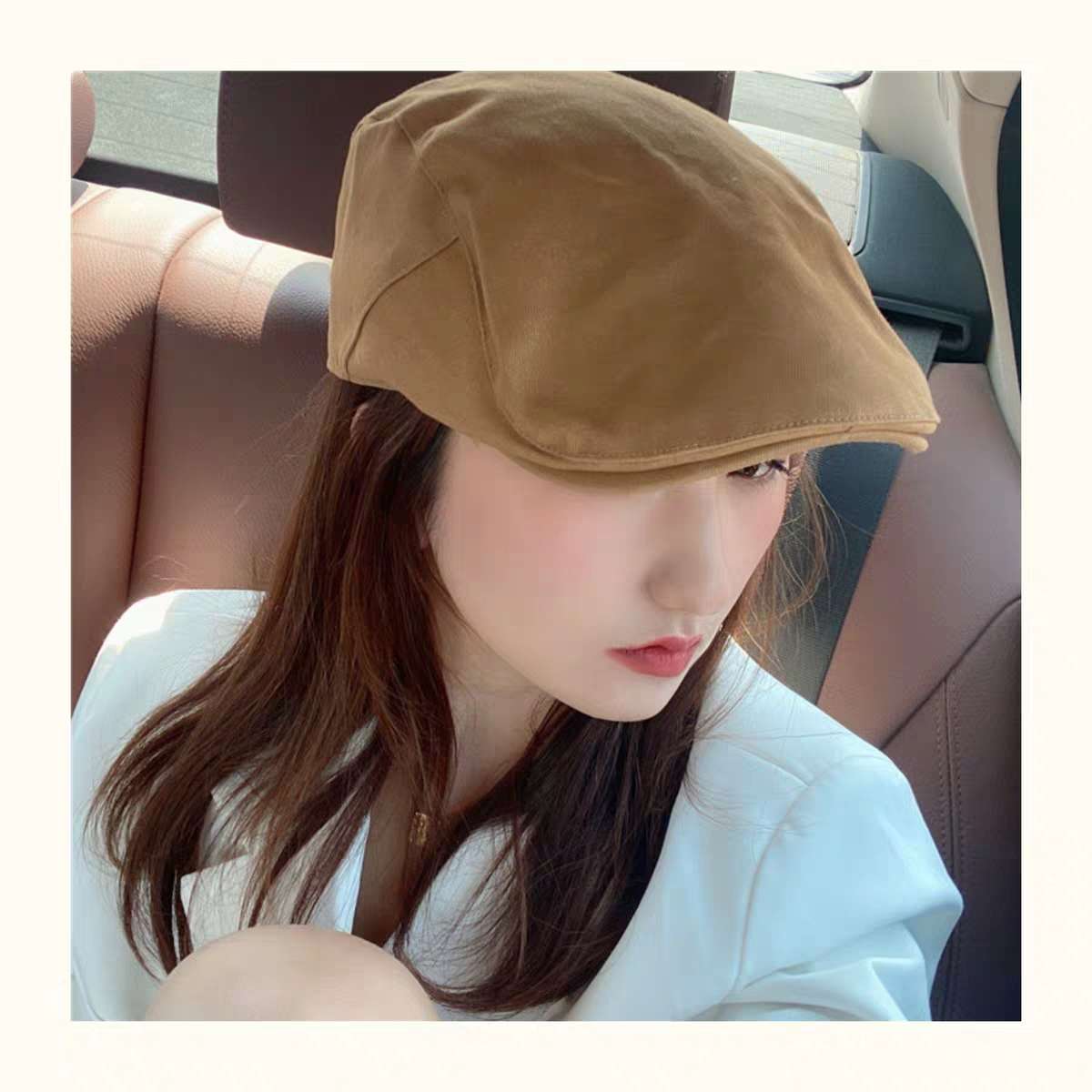 Hat Women Korean Version Of All The Fashionable Japanese Retro Front Hat Women British Short Eaves Spring Summer Thin Street Beret Item Picture
