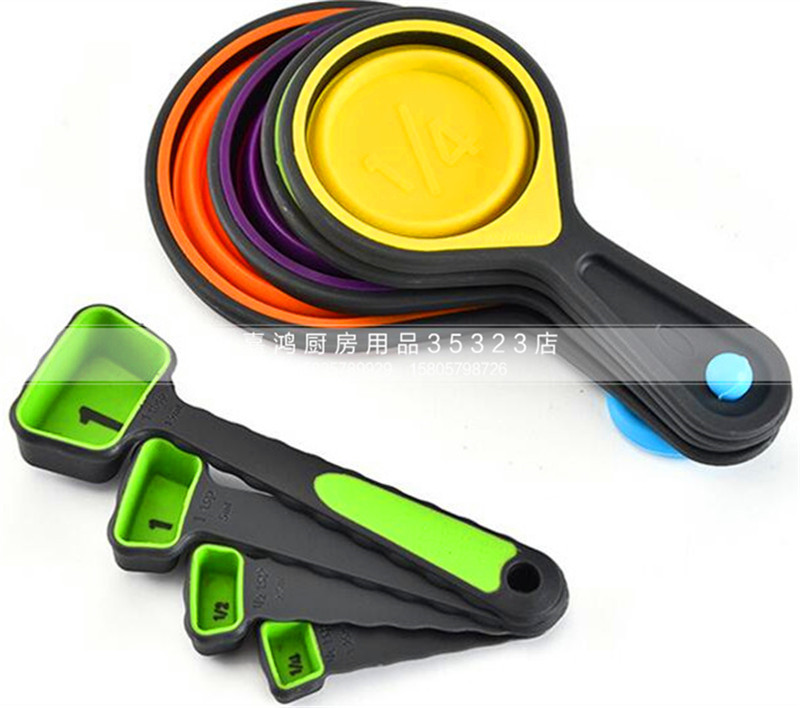 8-Piece Silicone Measuring Spoon Size Set Foldable