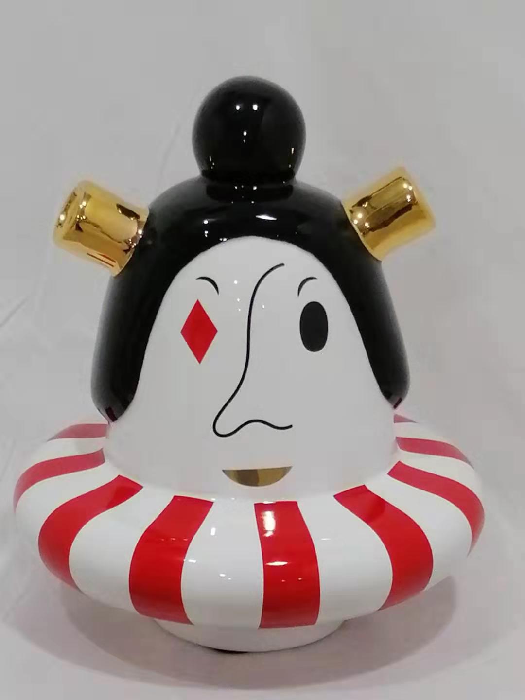 Ceramic red + gold doll, height 27*23*23