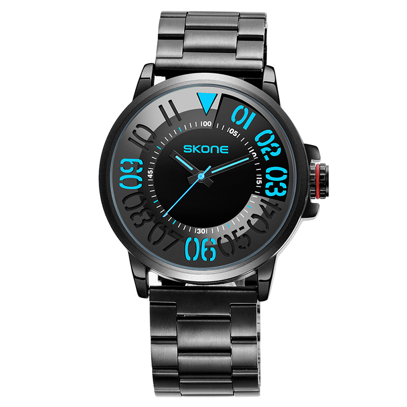 The trendy and personalized men's stainless steel waterproof watch with a cool and tech-savvy quartz watch is a bestseller in foreign trade