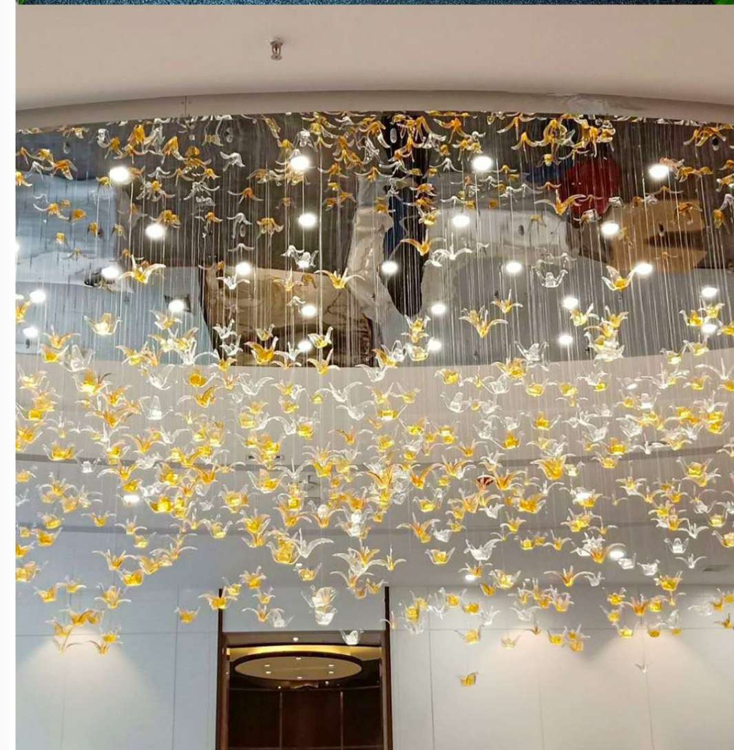 玻璃不锈钢酒店别墅高层复式拉丝垂吊艺术个性吸顶灯详情图6