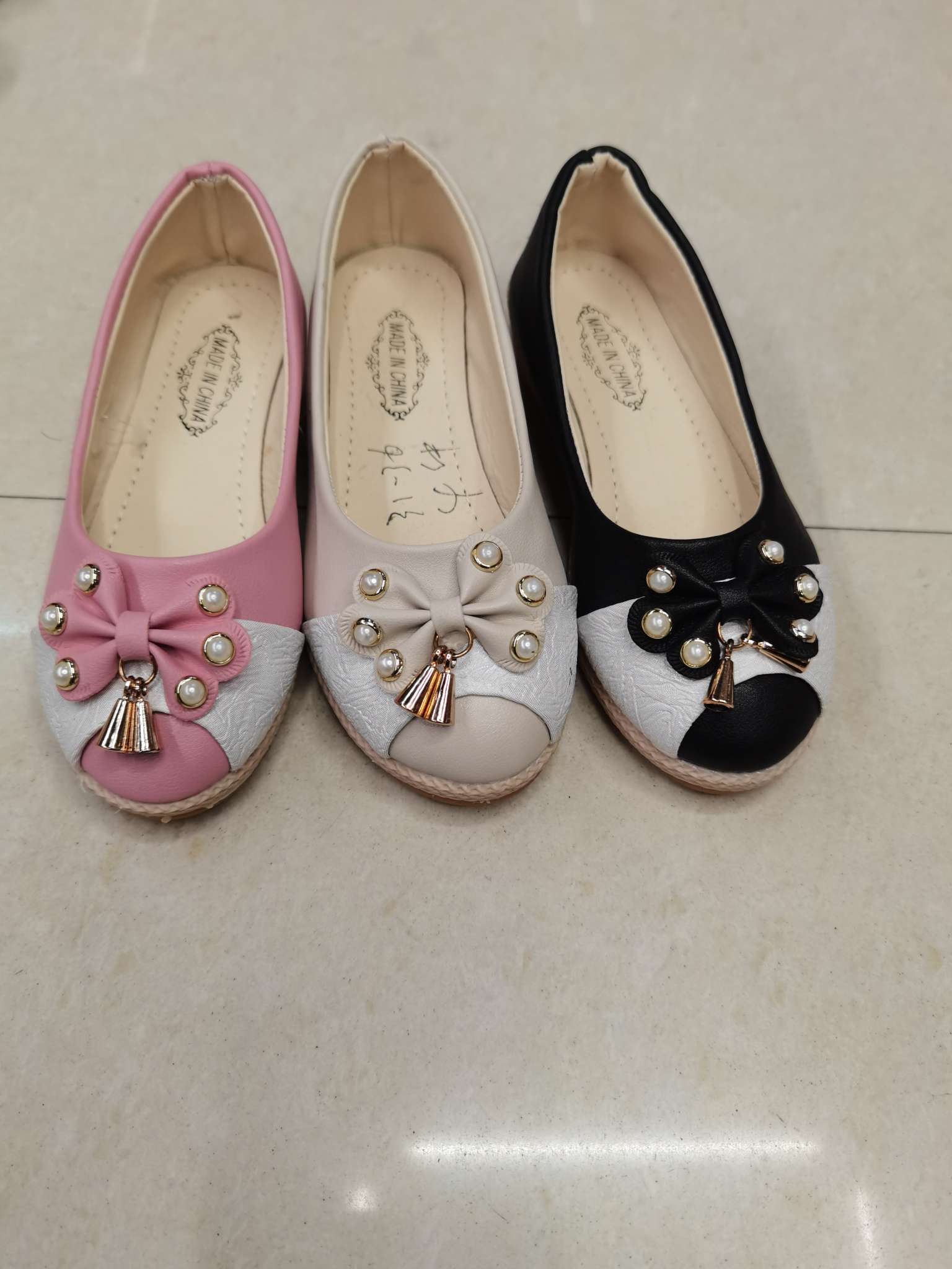 2023 Spring Children And Students Perform Korean Version Of Girls' Bowtie Girls' Foot Set Square Shoes Leather Inner Casual Etiquette Shoes