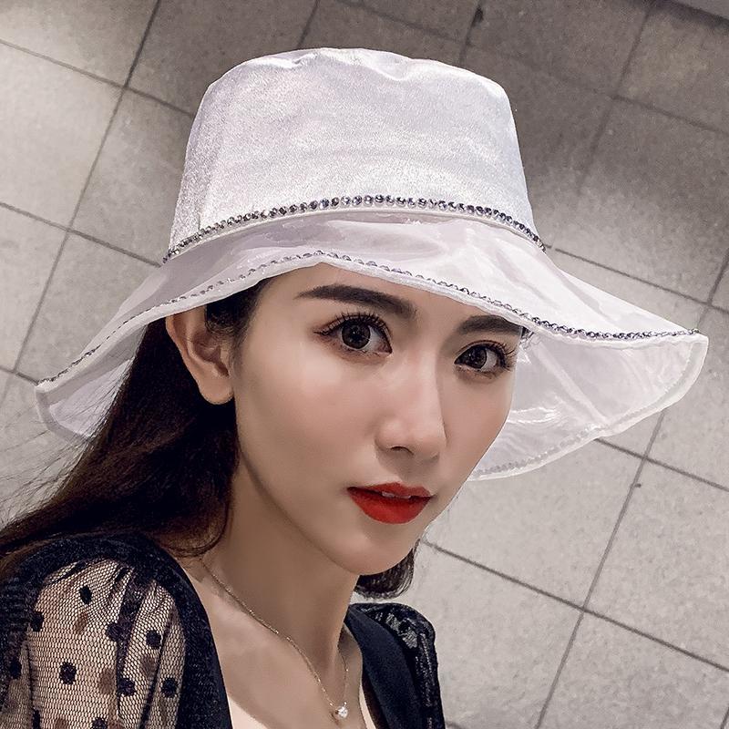 抖音网红帽子女春夏天渔夫帽女炫彩镶钻盆帽韩潮百搭出游遮阳帽